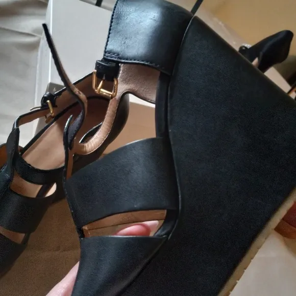 Marc Jacobs Black Leather Platform Sandals 36