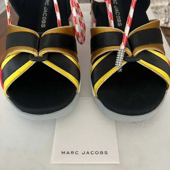 MARC JACOBS Stylish Modern Strappy  Sandal In Yellow Multi Colored Size 5 US