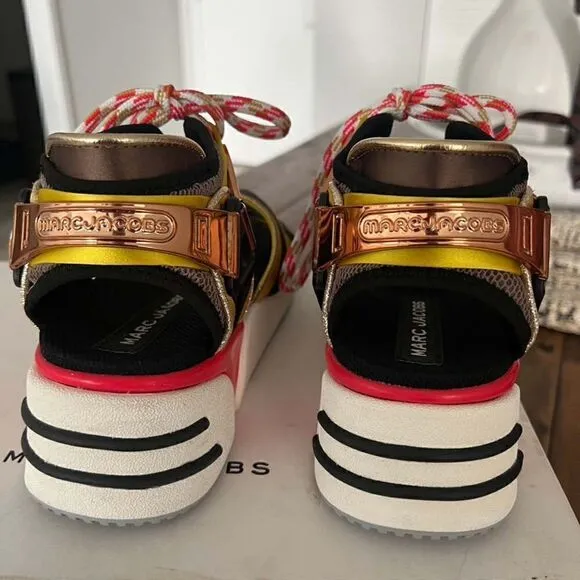 MARC JACOBS Stylish Modern Strappy  Sandal In Yellow Multi Colored Size 5 US