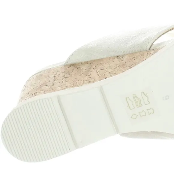 Marc Joseph Myrtle Beach Leather Ivory White Glaze Slingbacks Wedge Sandals 9