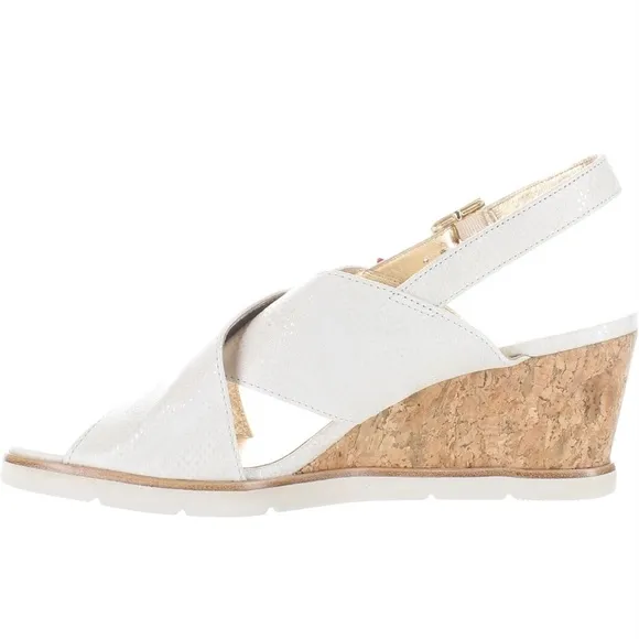 Marc Joseph Myrtle Beach Leather Ivory White Glaze Slingbacks Wedge Sandals 9