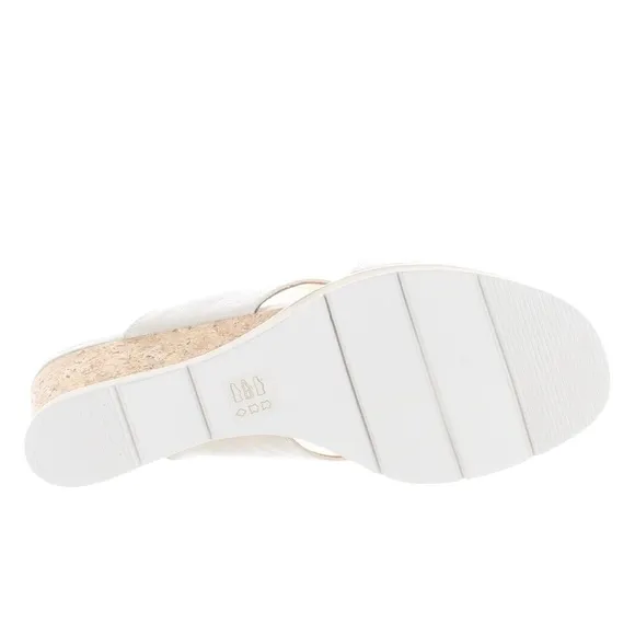 Marc Joseph Myrtle Beach Leather Ivory White Glaze Slingbacks Wedge Sandals 9