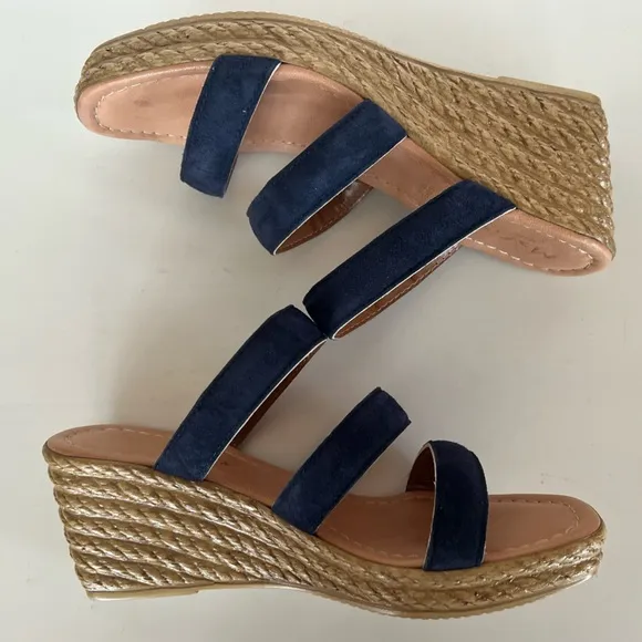 Mariella Women’s Leather Sock Triple Band Wedge Sandals, 9M