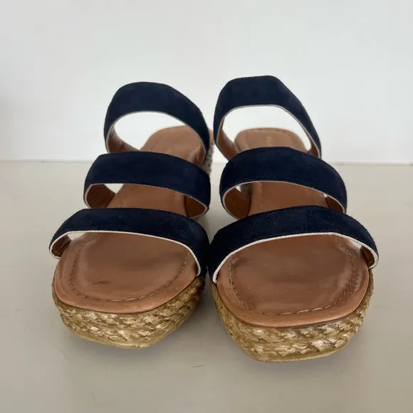 Mariella Women’s Leather Sock Triple Band Wedge Sandals, 9M