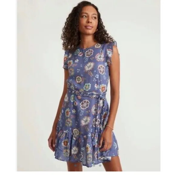 Marine Layer Laney Floral Mini Dress Marlin Hibiscus