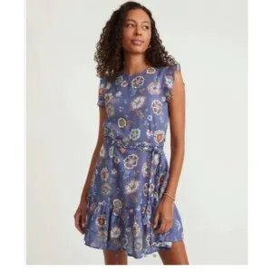 Marine Layer Laney Floral Mini Dress Marlin Hibiscus