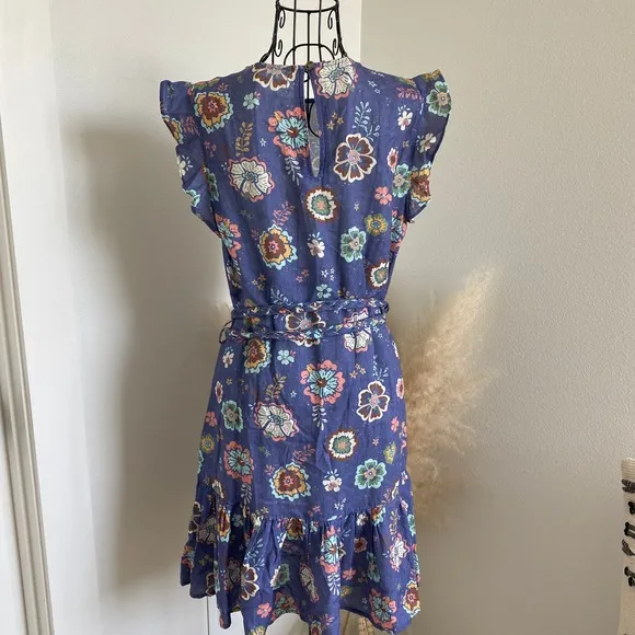 Marine Layer Laney Floral Mini Dress Marlin Hibiscus