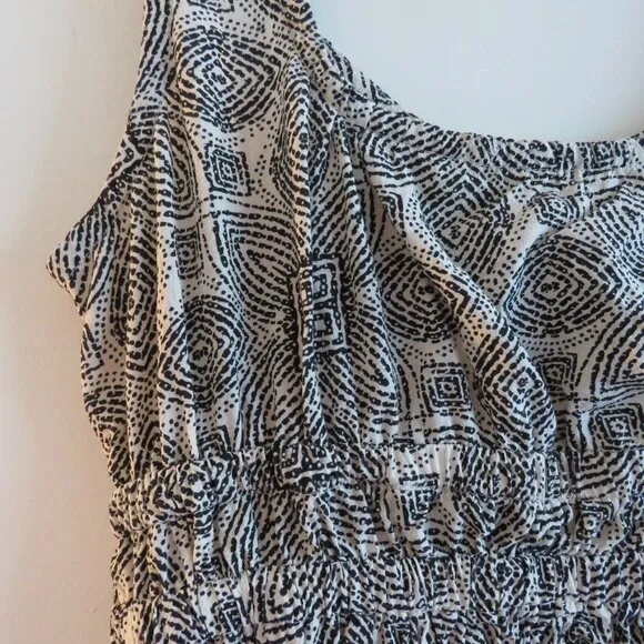 MARINE LAYER Nicole Mini Dress in Black &amp; White Geo Summer Travel Pockets Sz XS