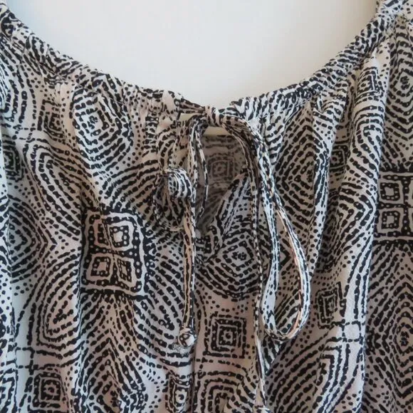 MARINE LAYER Nicole Mini Dress in Black &amp; White Geo Summer Travel Pockets Sz XS