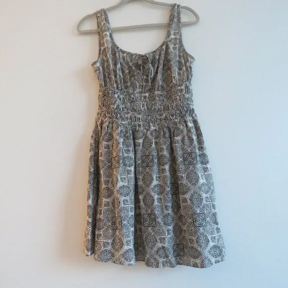 MARINE LAYER Nicole Mini Dress in Black &amp; White Geo Summer Travel Pockets Sz XS