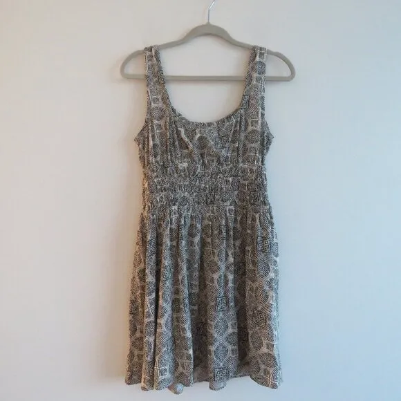 MARINE LAYER Nicole Mini Dress in Black &amp; White Geo Summer Travel Pockets Sz XS