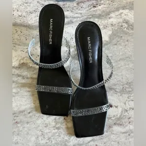 Mark Fisher Anlita Lucite Elegant Black-Embellished Women's Heels
