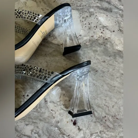 Mark Fisher Anlita Lucite Elegant Black-Embellished Women's Heels