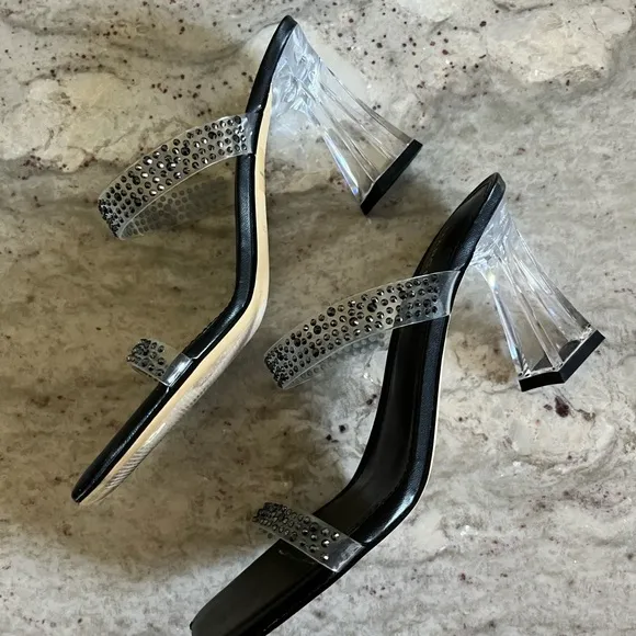 Mark Fisher Anlita Lucite Elegant Black-Embellished Women's Heels