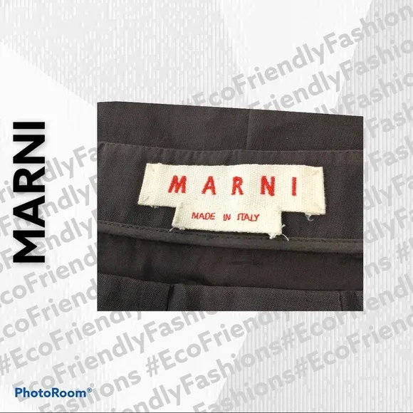 Marni Black Asymmetrical Pleated Midi Skirt