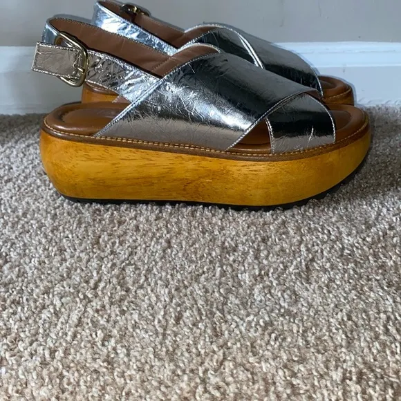 MARNI | Silver and Brown Women's Platform Sandals