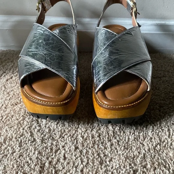 MARNI | Silver and Brown Women's Platform Sandals