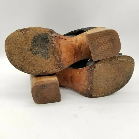 Marsell Womens Black Leather Block Heel Cutout Sandals Size US 8 EUR 38.5