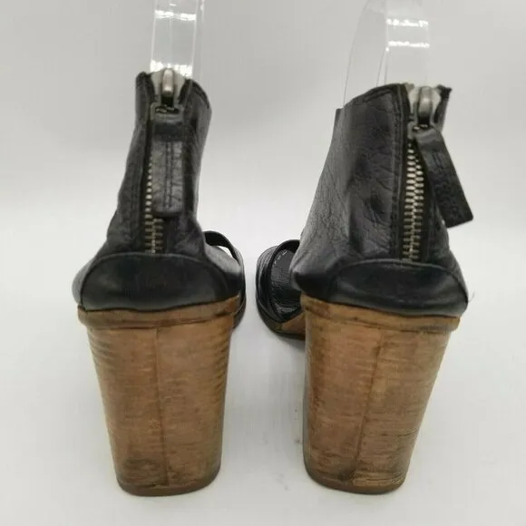Marsell Womens Black Leather Block Heel Cutout Sandals Size US 8 EUR 38.5