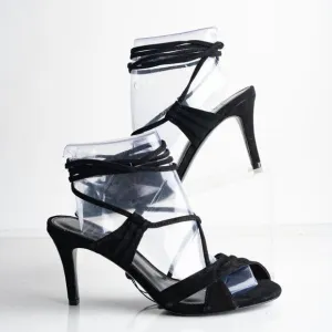 Massimo Dutti Studio Sandals Heels Black Suede EU 39 US 8 Strappy 1686/259 NWB