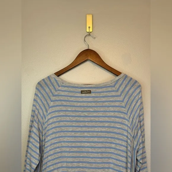 MATILDA JANE Blue Tan Grey Gray Stripe Her Majesty Dress Tunic‎ Top Womens Sz XL