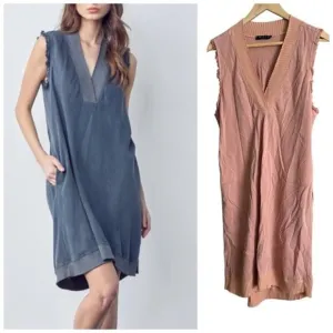 Maven West Sleeveless Mixed Fabric Dress – Blush Pink, Lagen look Sz Large