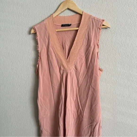 Maven West Sleeveless Mixed Fabric Dress – Blush Pink, Lagen look Sz Large