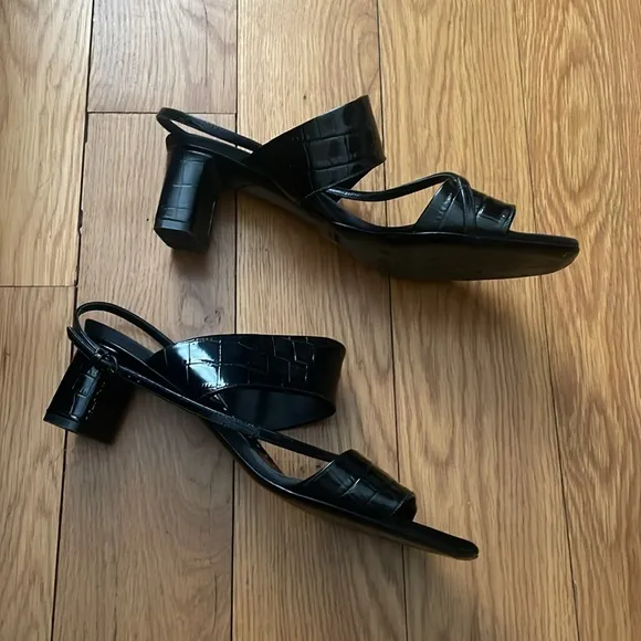 Max Mara Croc Print Leather Sandals 40