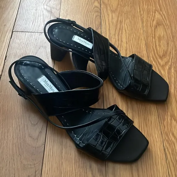 Max Mara Croc Print Leather Sandals 40
