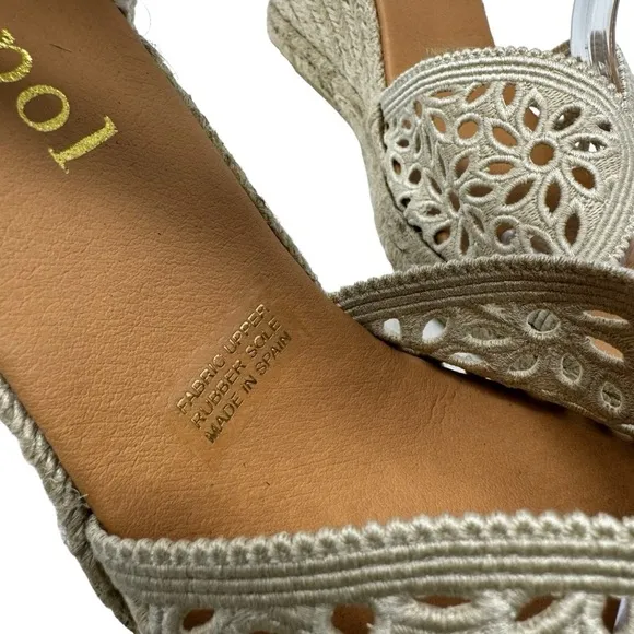 Maypol NEW Crochet Espadrille Wedge Sandals Peep Toe Ankle Wrap Cream Size 41