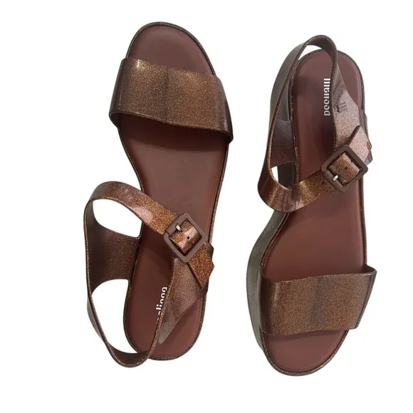 Melissa Mar Jelly Platform Sandals Bronze Brown Open Toe Size 10/41-42 EU