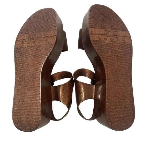 Melissa Mar Jelly Platform Sandals Bronze Brown Open Toe Size 10/41-42 EU