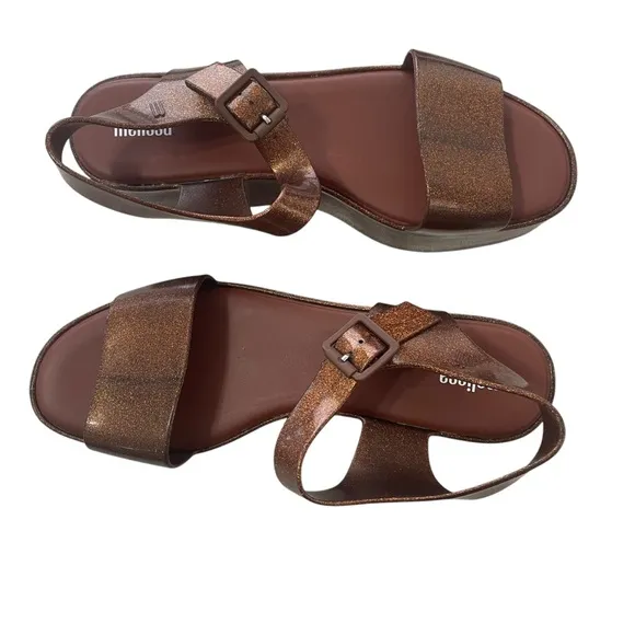 Melissa Mar Jelly Platform Sandals Bronze Brown Open Toe Size 10/41-42 EU
