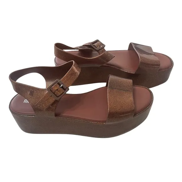 Melissa Mar Jelly Platform Sandals Bronze Brown Open Toe Size 10/41-42 EU