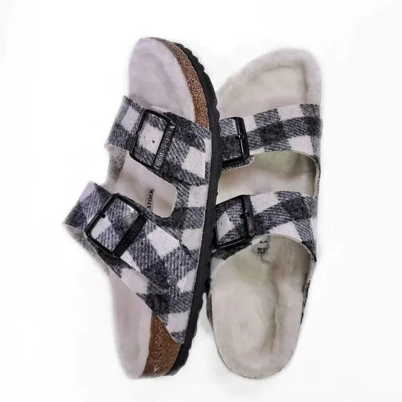 Men Birkenstock Arizona Wool Adjustable Slide Sandals Wool Lining NEW 10 US 43EU