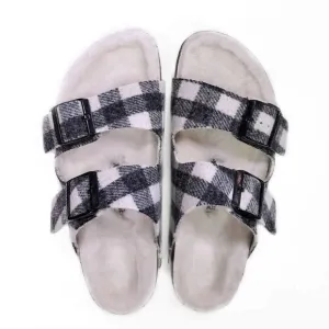 Men Birkenstock Arizona Wool Adjustable Slide Sandals Wool Lining NEW 10 US 43EU