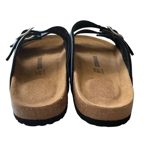 Mens Blue Double Buckle Sandals With Cork Sole &amp; Adjustable Straps 10