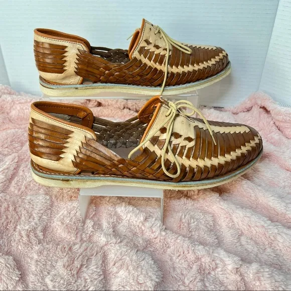 Mens Closed Toe Huarache Sandals Moccasin Mexican Authentic Leather Sandals NWOB