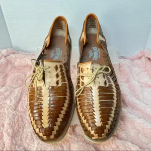 Mens Closed Toe Huarache Sandals Moccasin Mexican Authentic Leather Sandals NWOB