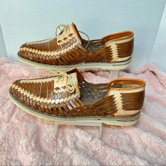 Mens Closed Toe Huarache Sandals Moccasin Mexican Authentic Leather Sandals NWOB