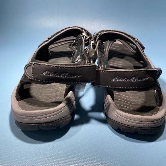 Mens EDDIE BAUER Atlas 2 Strap Adjustable Slingback Sandals 180362 BLack 12M