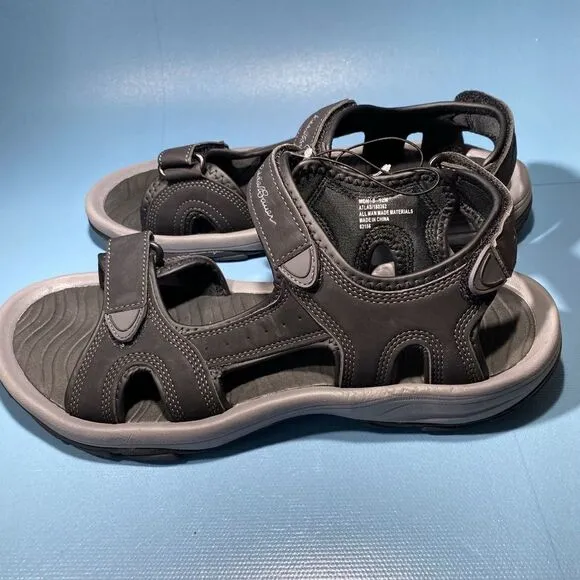 Mens EDDIE BAUER Atlas 2 Strap Adjustable Slingback Sandals 180362 BLack 12M