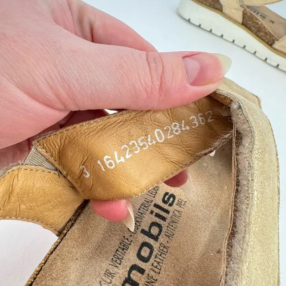 Mephisto Agave Metallic Mobils Nubuck Leather Hook &amp; Loop Sandals Sz 36 (6)