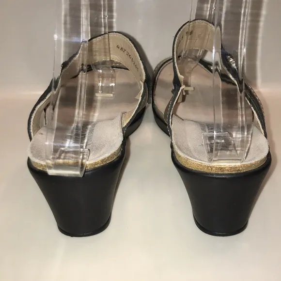 Mephisto Air-Relax Women’s Naiade Gold Metallic Rhinestone Straps Wedge Sandals