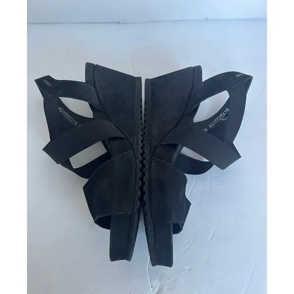 MEPHISTO GIULIANA SOFT AIR TECHNOLOGY BLACK NUBUCK COMFORT WEDGE SANDAL SZ 9