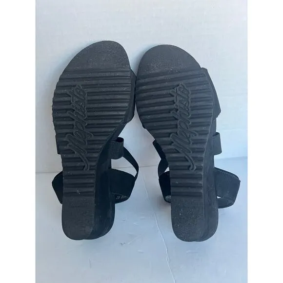 MEPHISTO GIULIANA SOFT AIR TECHNOLOGY BLACK NUBUCK COMFORT WEDGE SANDAL SZ 9