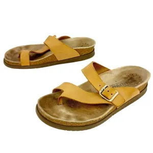 Mephisto Helen Classics Tan Leather Cork Midsole Buckle Slip On Sandals Sz 36
