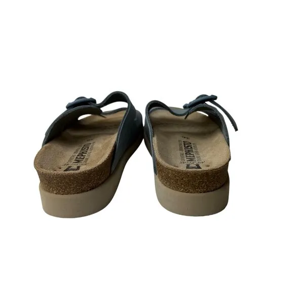 Mephisto Hester Womens Slide On Leather Sandals Size 36 US 6 Sky Blue
