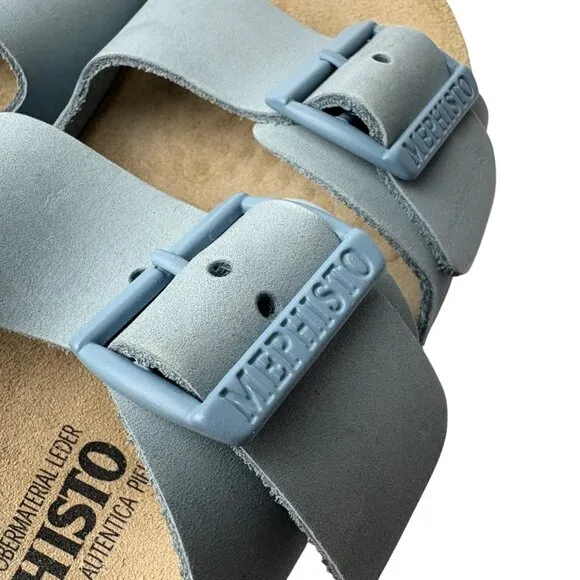 Mephisto Hester Womens Slide On Leather Sandals Size 36 US 6 Sky Blue