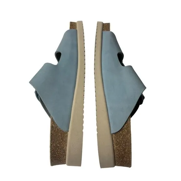 Mephisto Hester Womens Slide On Leather Sandals Size 36 US 6 Sky Blue